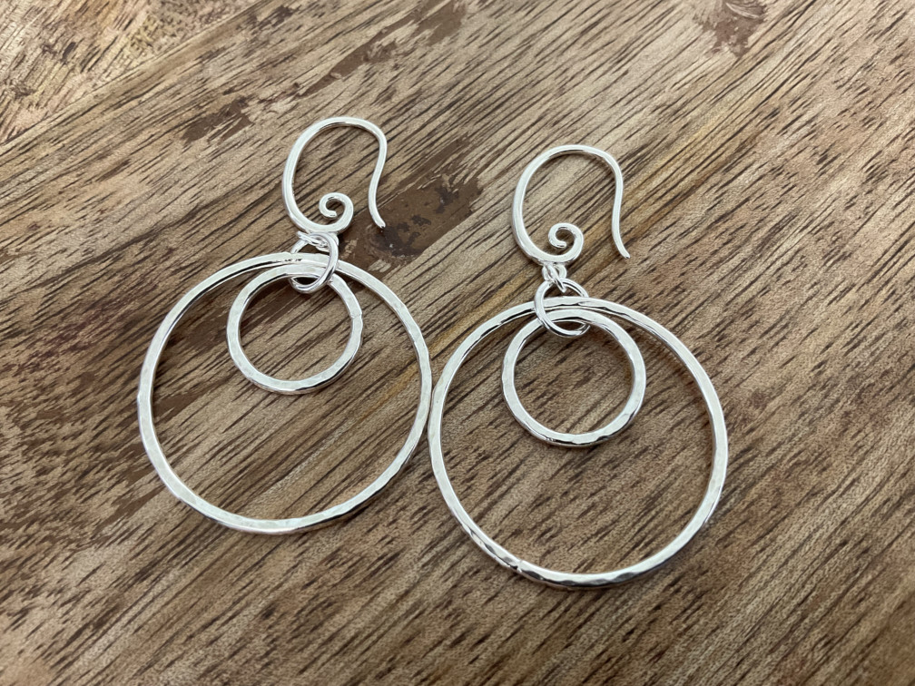 Double Circle Dangle Earrings - Click Image to Close